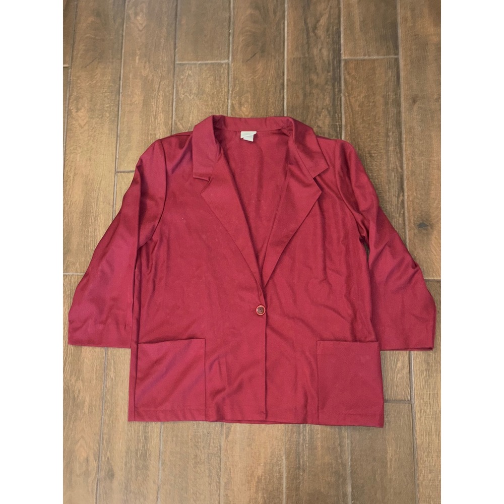 Modern Essentials Blazer XL Burgundy Vintage 3/4 Sleeve One Button Professional